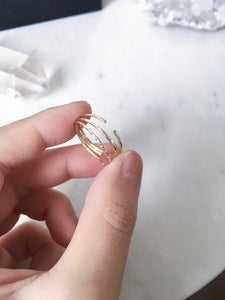 3 skinny gold rings - simple, hammered and twisted slim minimalist gold ring bands