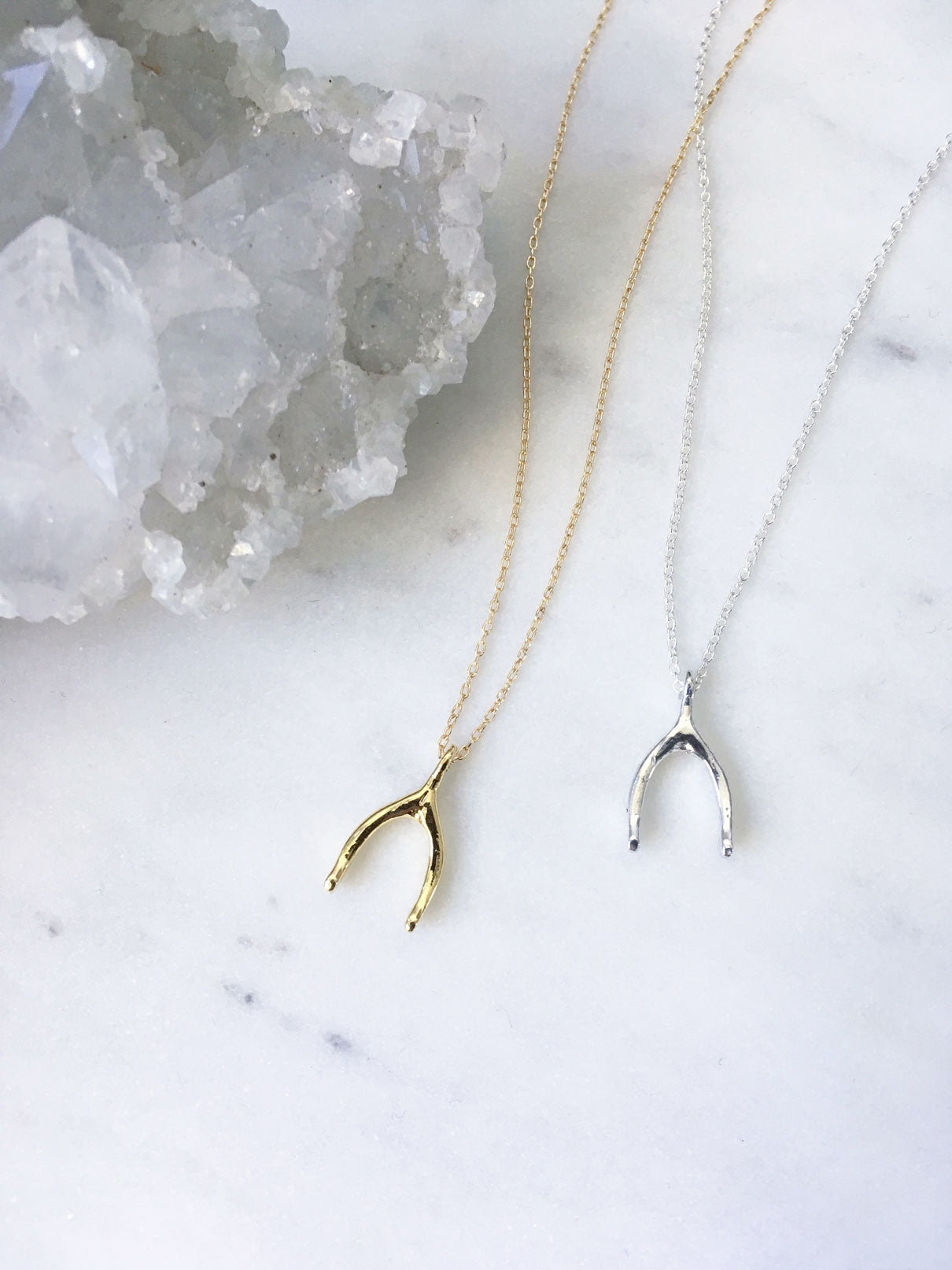 Solid 9ct Gold Wishbone Necklace With Diamond By Lily Charmed |  notonthehighstreet.com